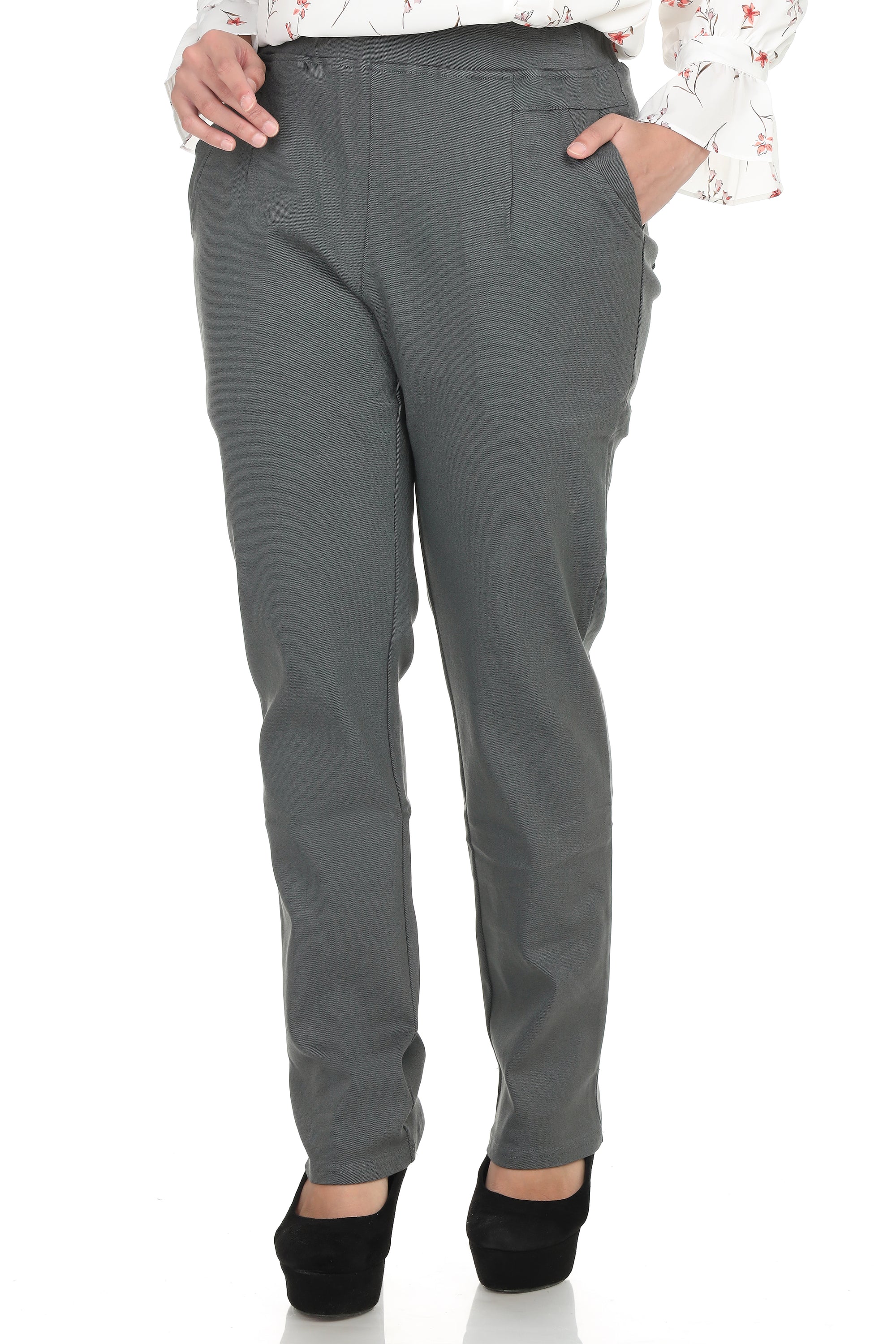 New Pant without Zipper (Thicker Material)- Grey