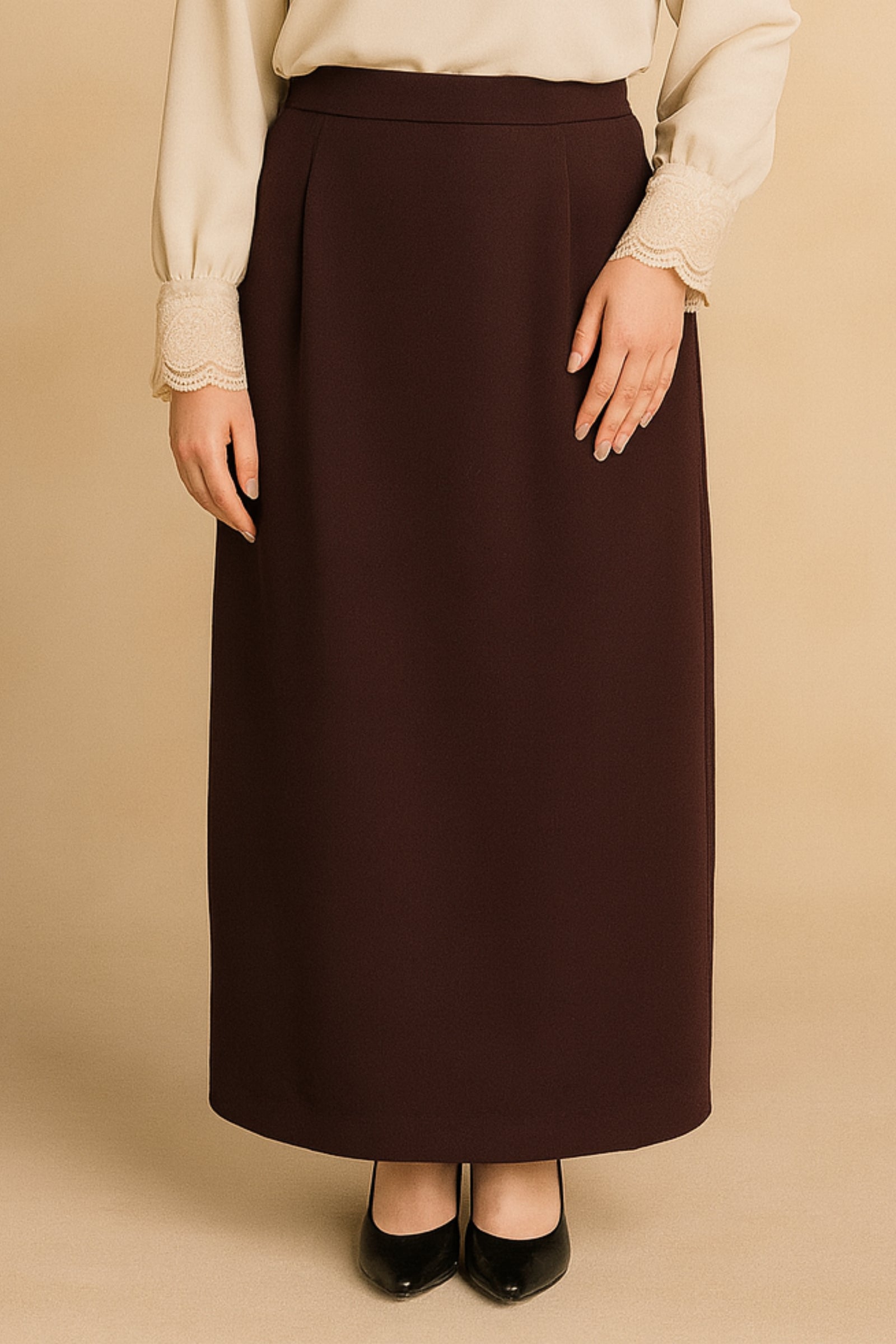 Office Skirt (Skirt Susun Belakang) - Brown