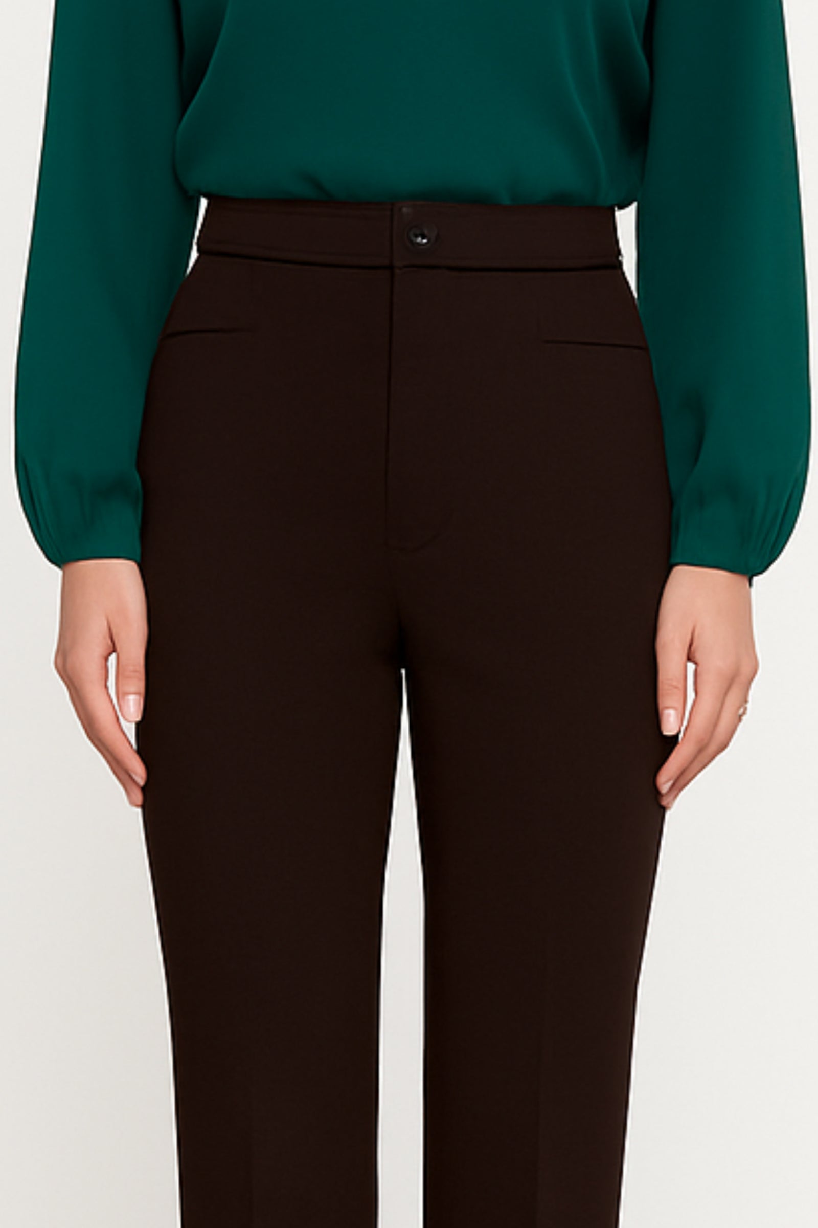 Stretchable Boot Cut Office Pants - Brown