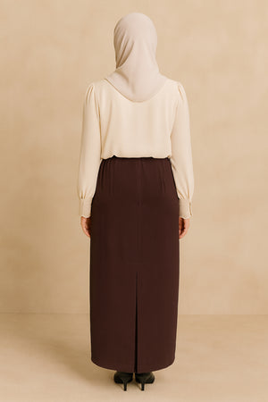 Office Skirt (Skirt Susun Belakang) - Brown