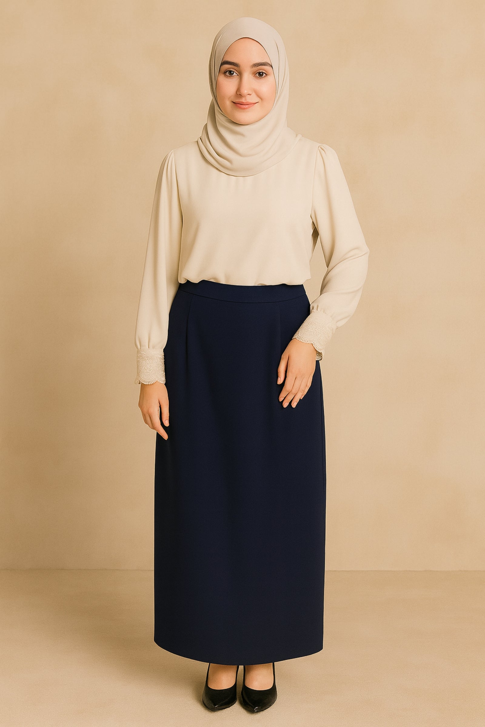 Office Skirt (Skirt Susun Belakang) - Blue