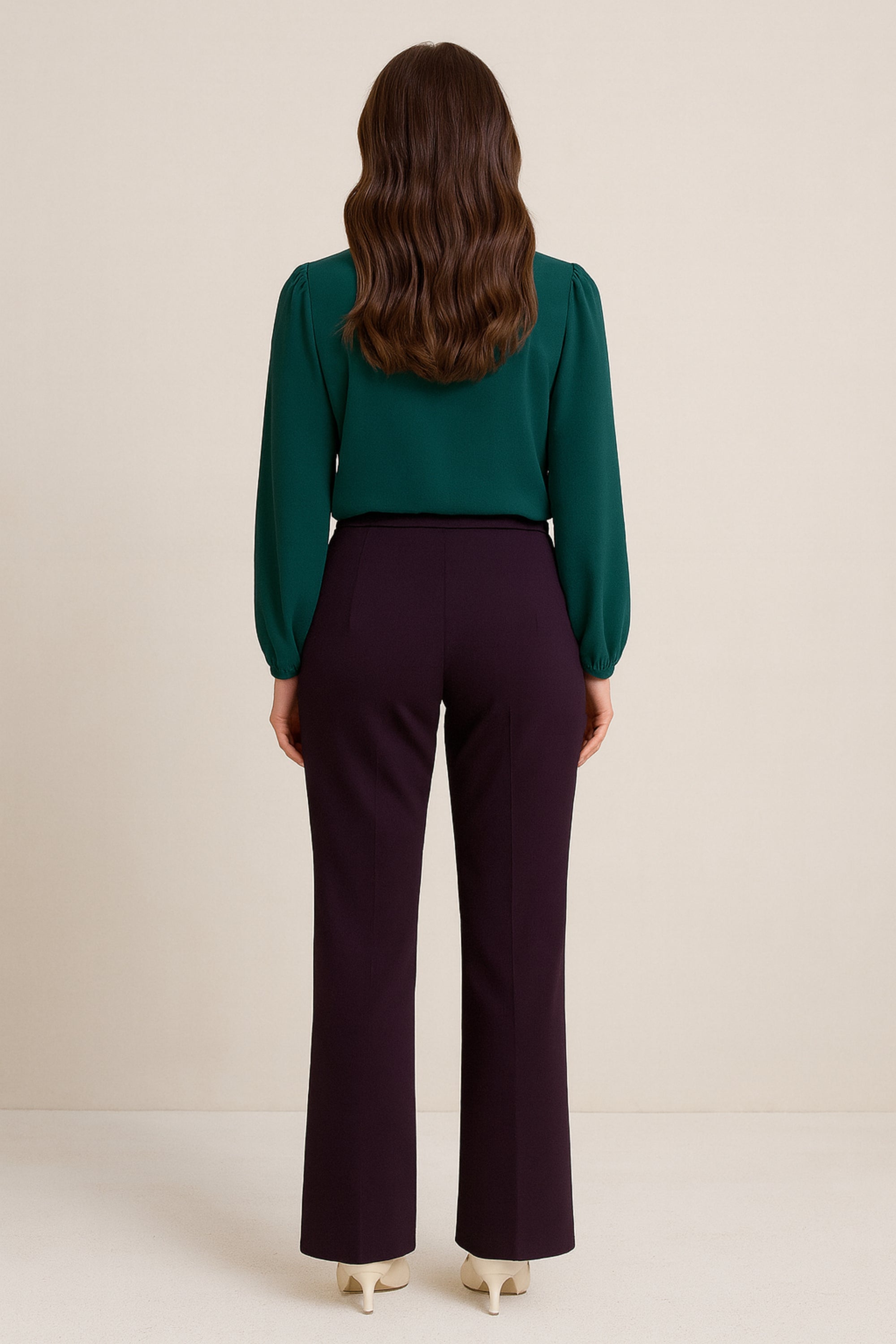 Stretchable Boot Cut Office Pants - Purple