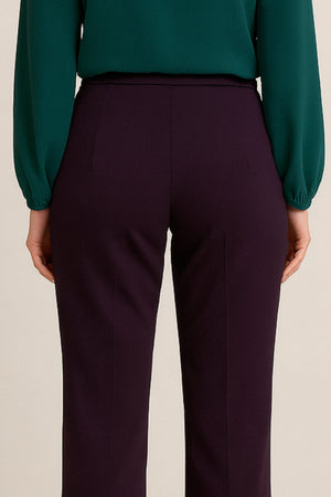 Stretchable Boot Cut Office Pants - Purple