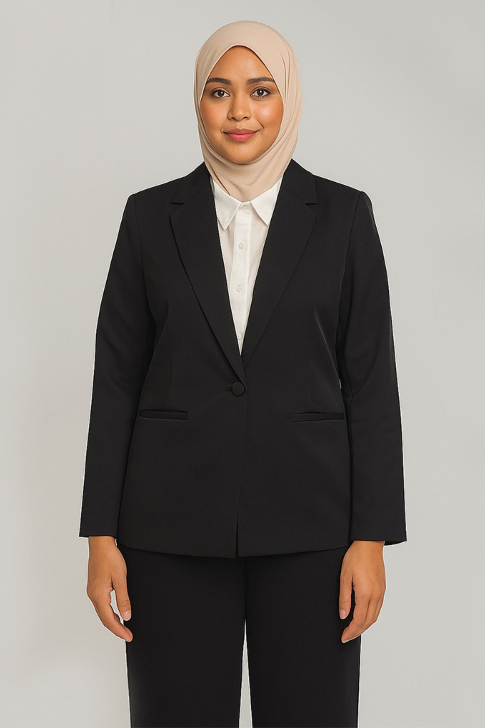 1 Button Structured Blazer - Black