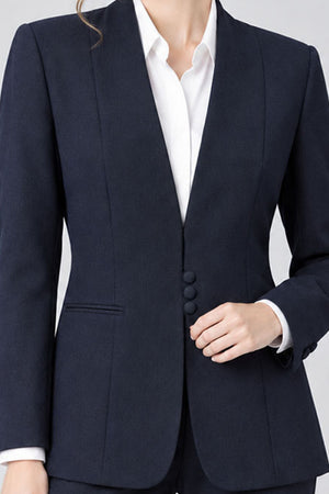 Collarless Blazer - Blue
