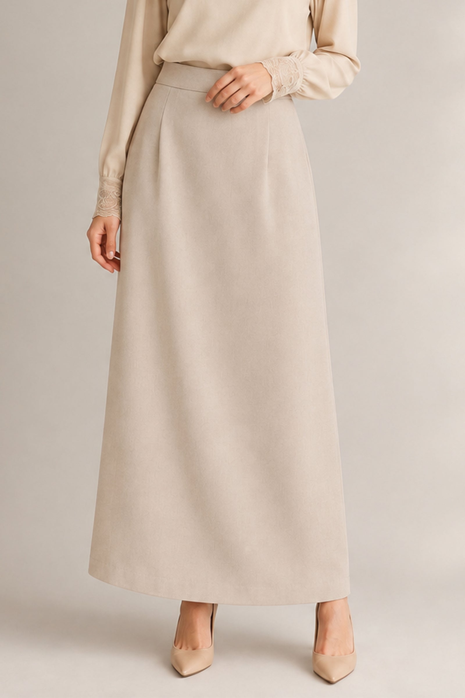 Office Skirt (Skirt Susun Belakang) - Khaki