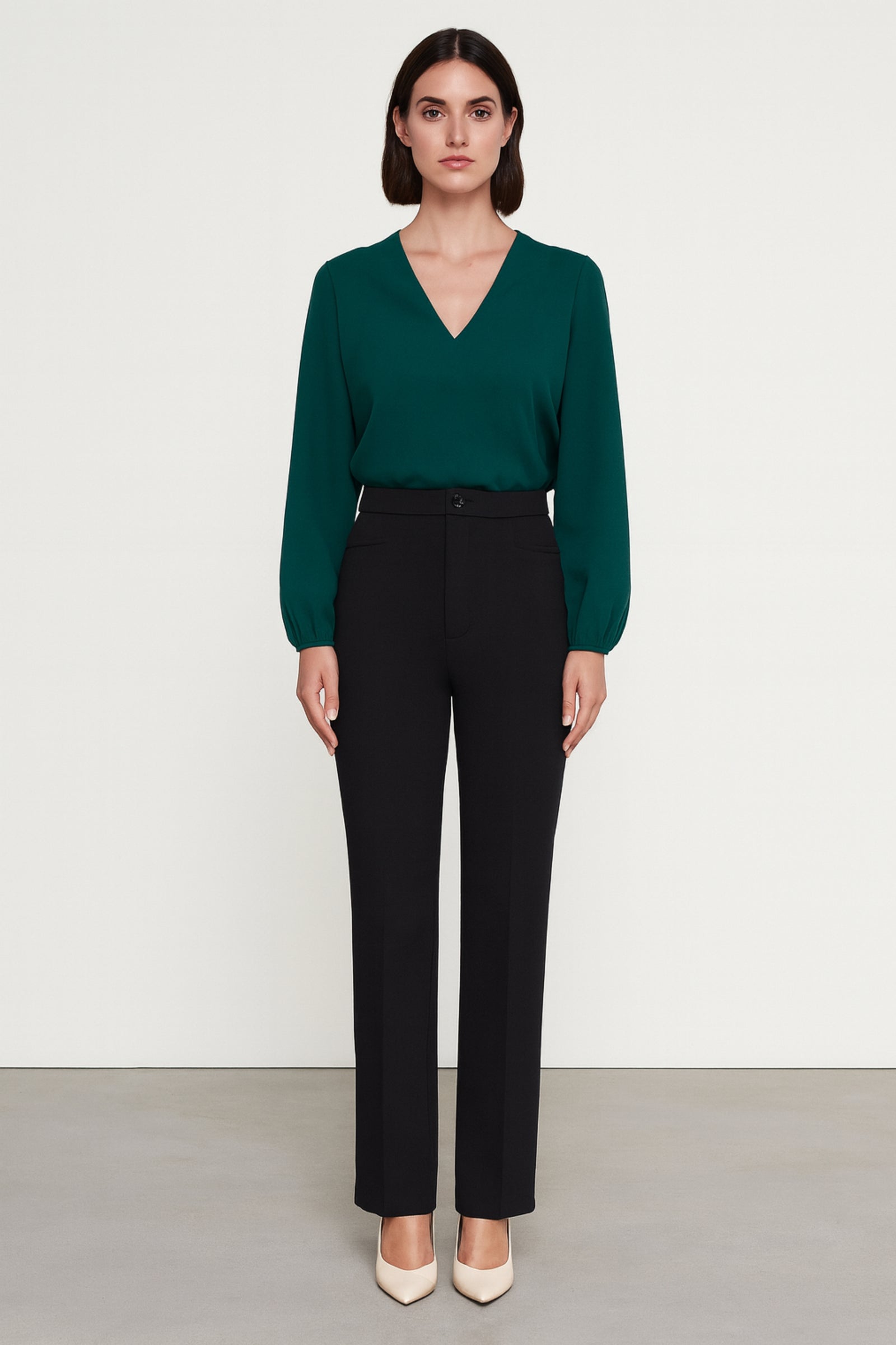 Stretchable Boot Cut Office Pants - Black