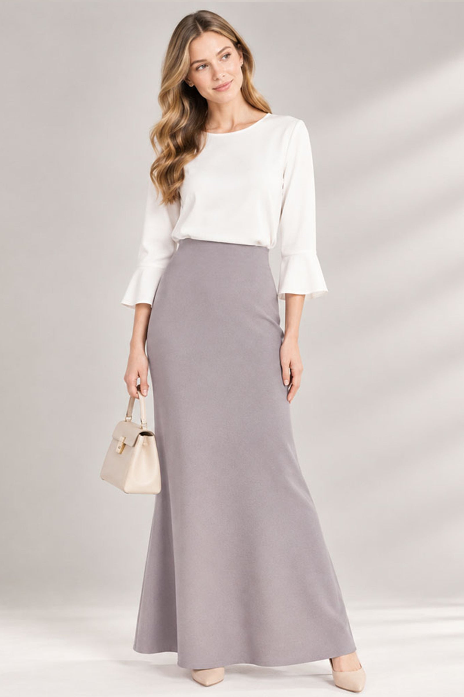 Plain Skirt Duyung - Light Grey