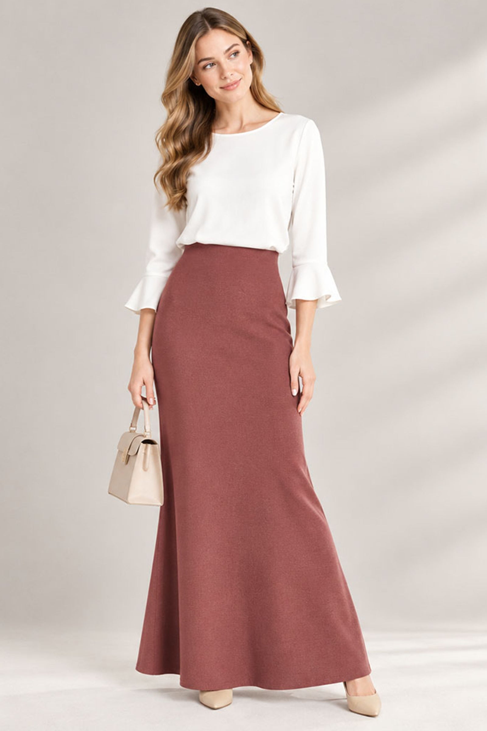 Plain Skirt Duyung - Dull Peach