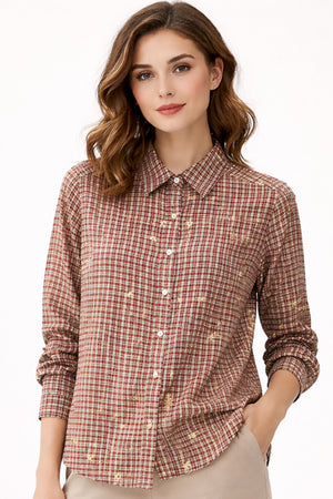 Checked Collar Blouse