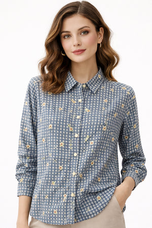 Checked Collar Blouse
