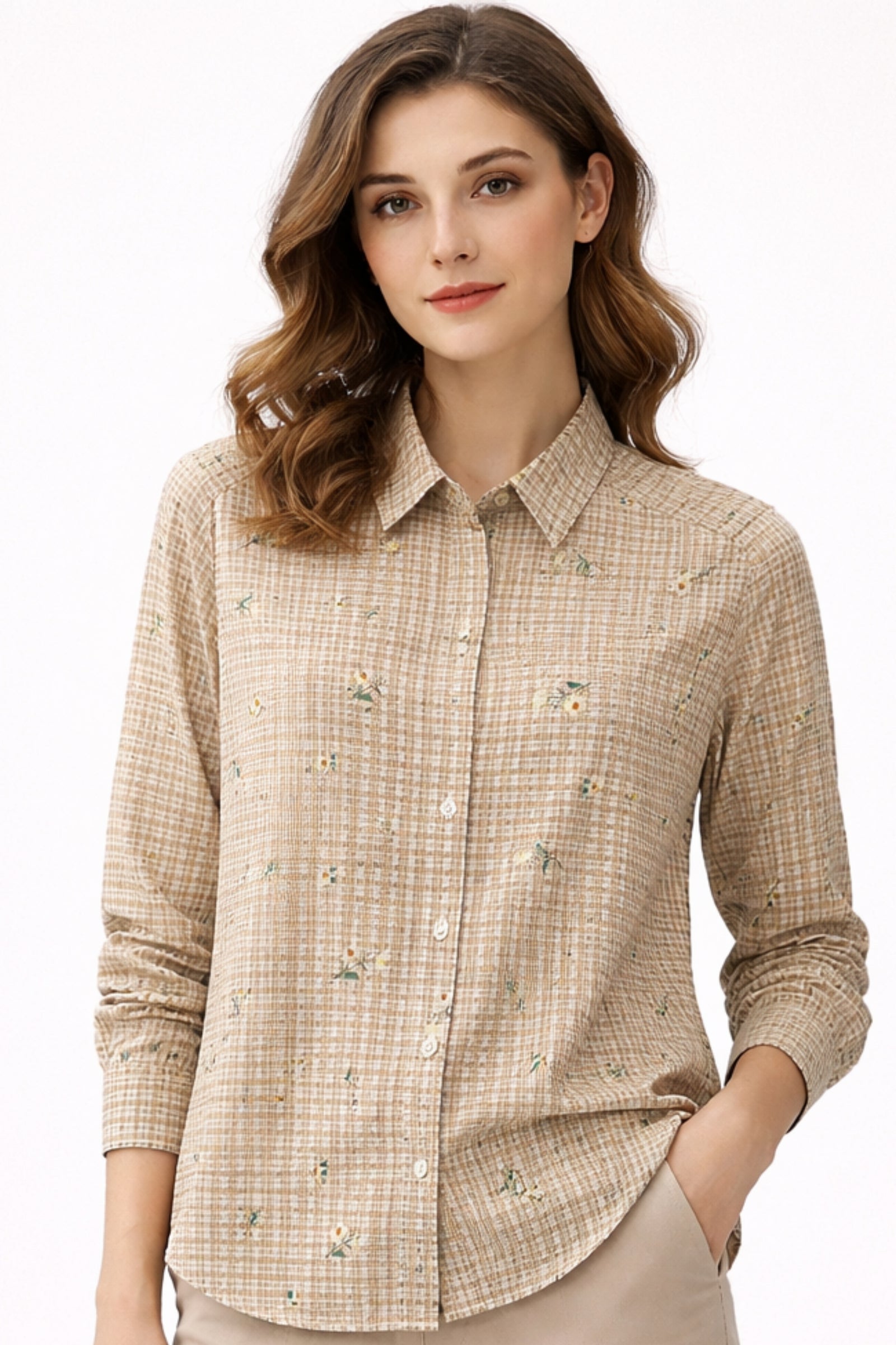 Checked Collar Blouse
