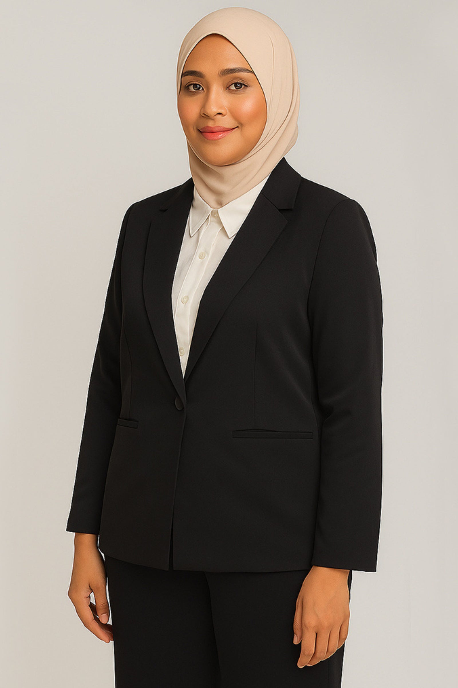 1 Button Structured Blazer - Black
