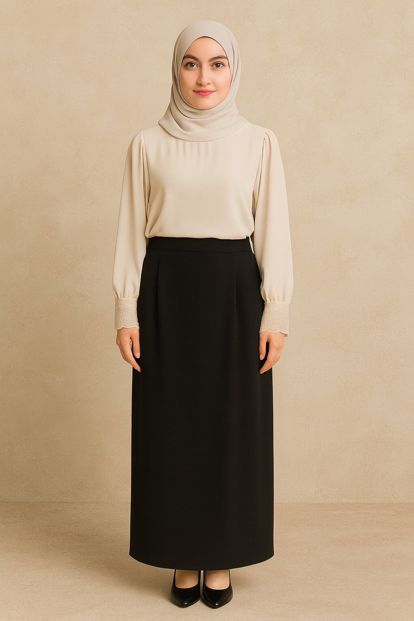 Office Skirt (Skirt Susun Belakang) - Black