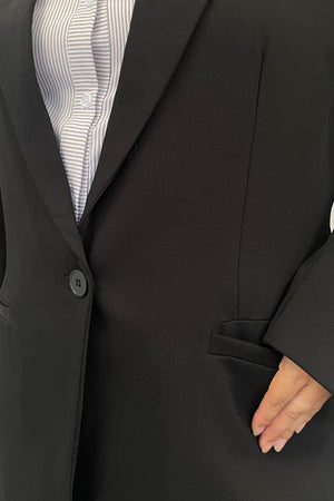 1 Button Office Blazer - Black