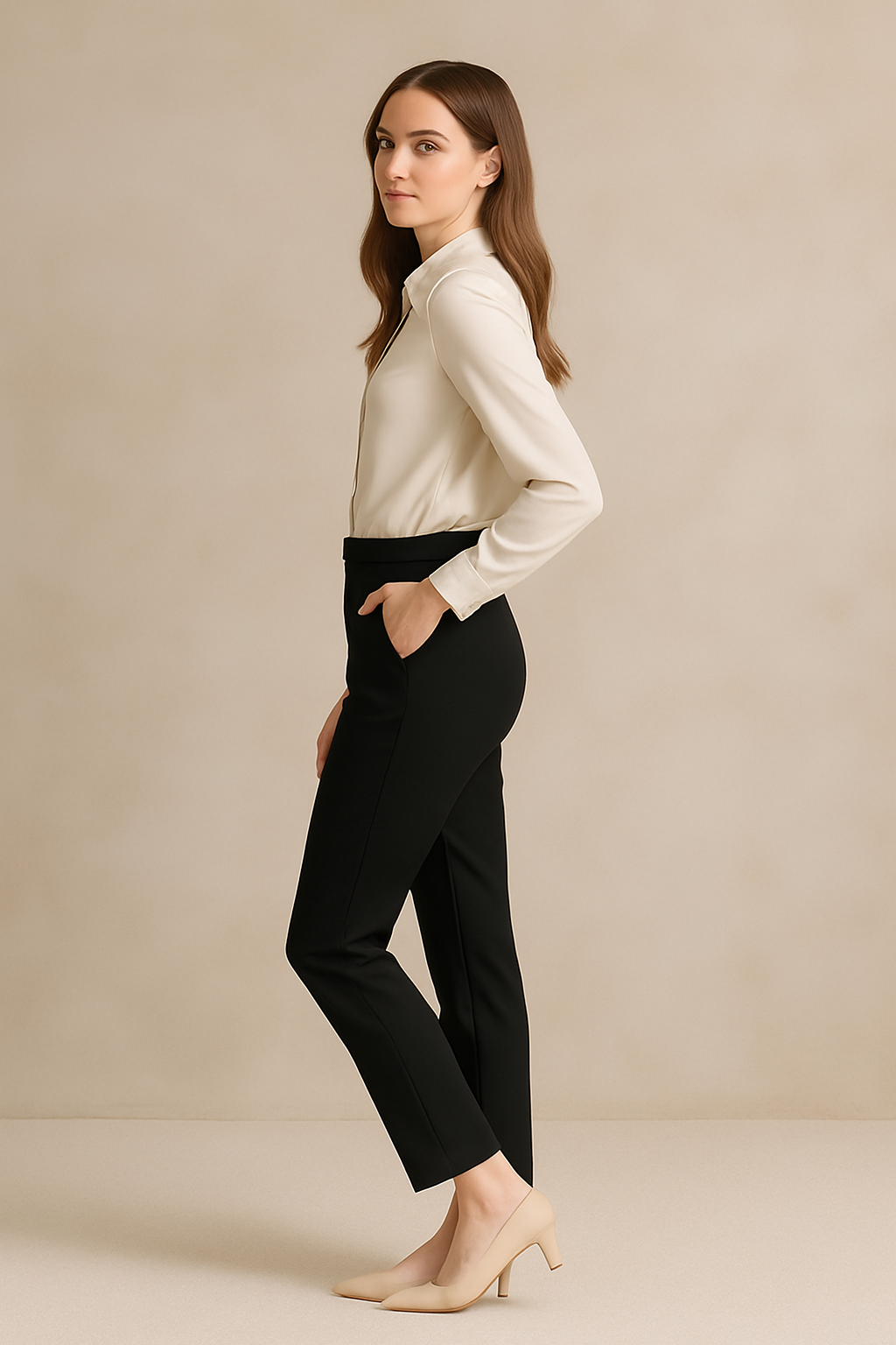 Lana Slim Straight Cut Pant - Black