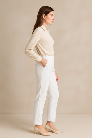 Lana Slim Straight Cut Pant - White