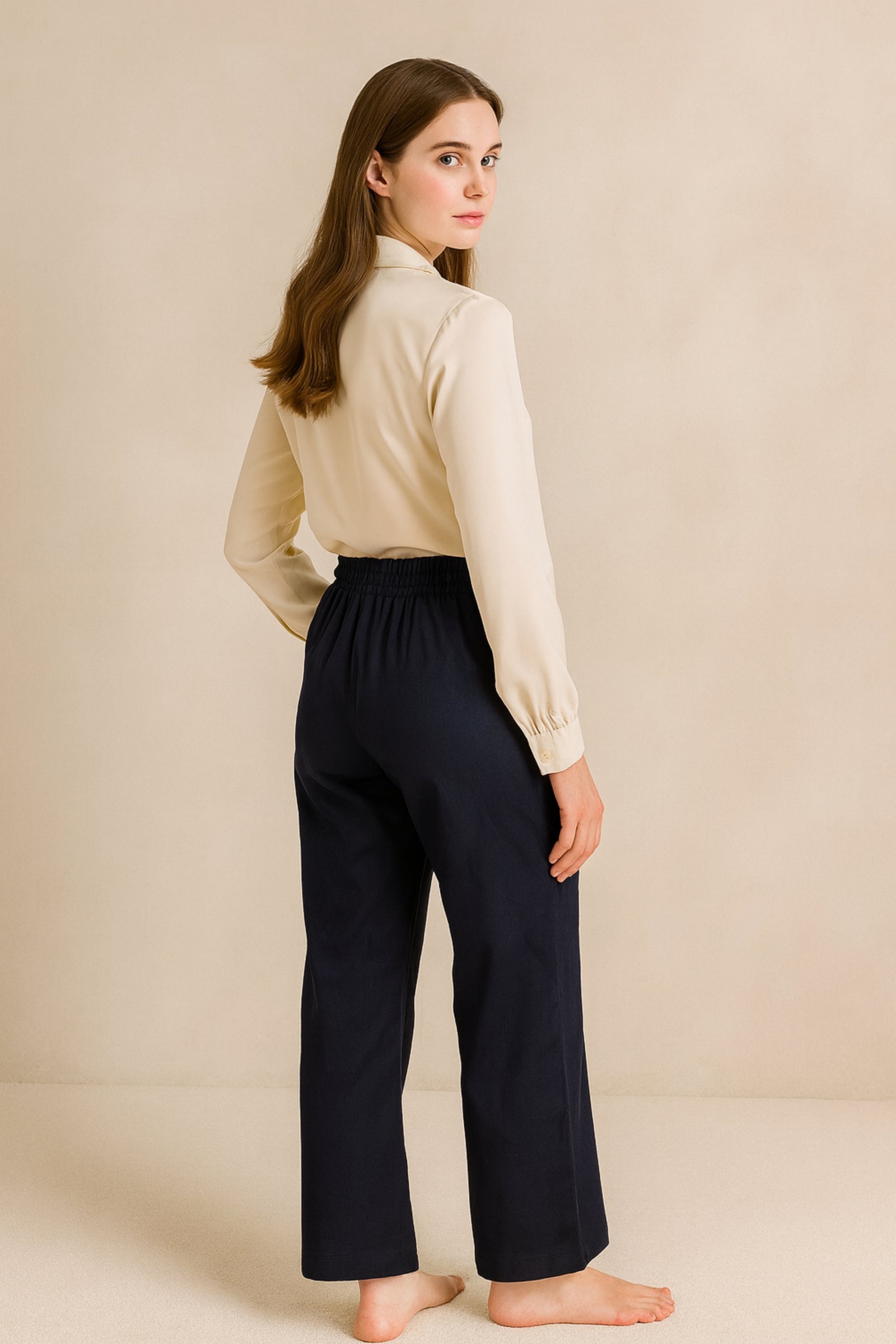 Cotton Linen Long Pants - Blue