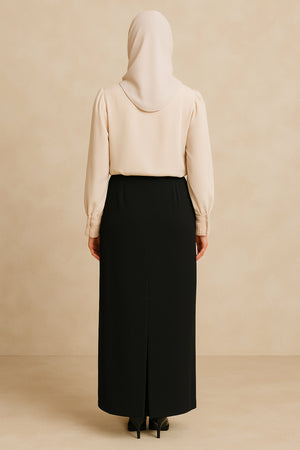 Office Skirt (Skirt Susun Belakang) - Black