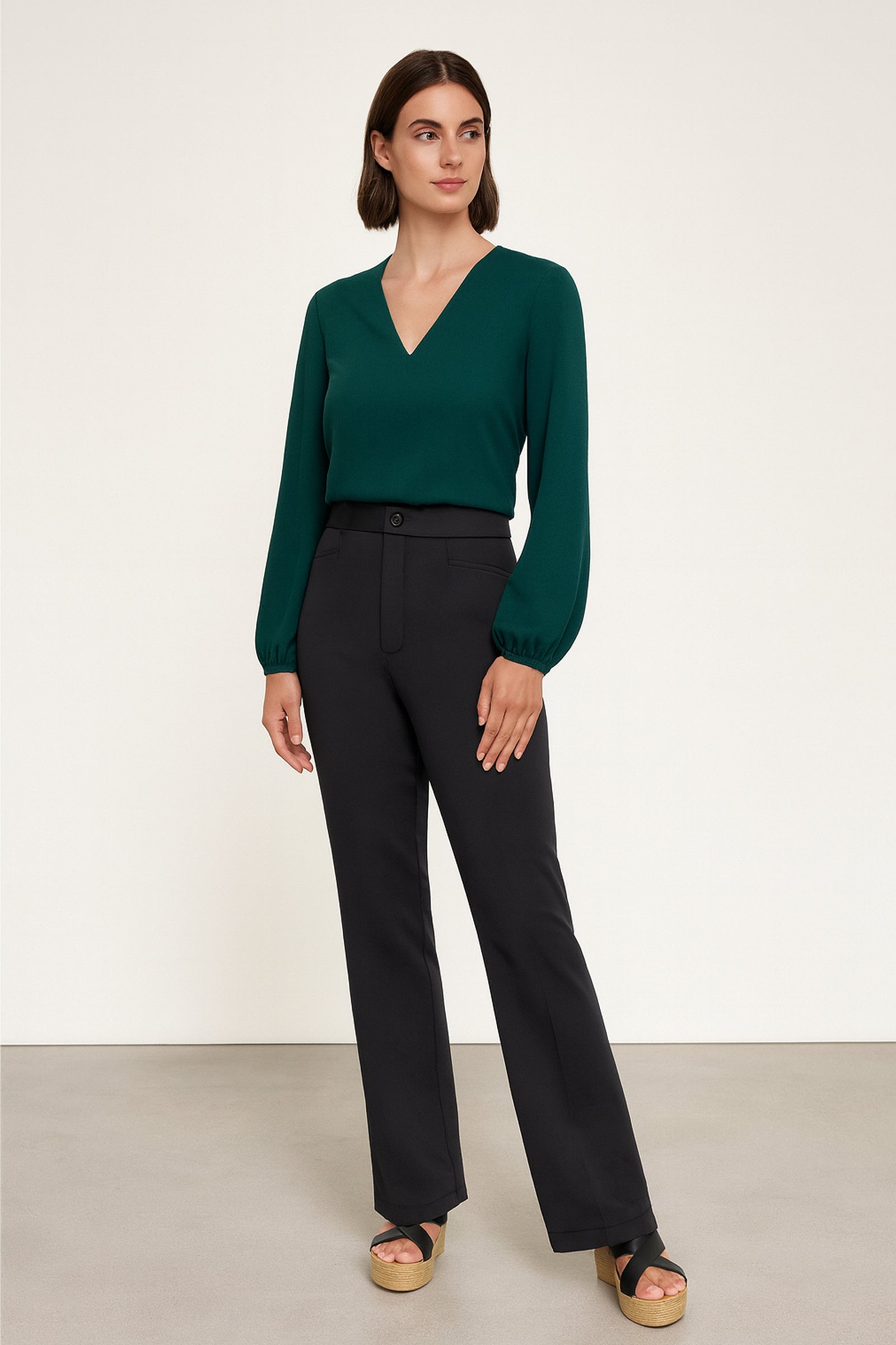 Stretchable Boot Cut Office Pants - Grey