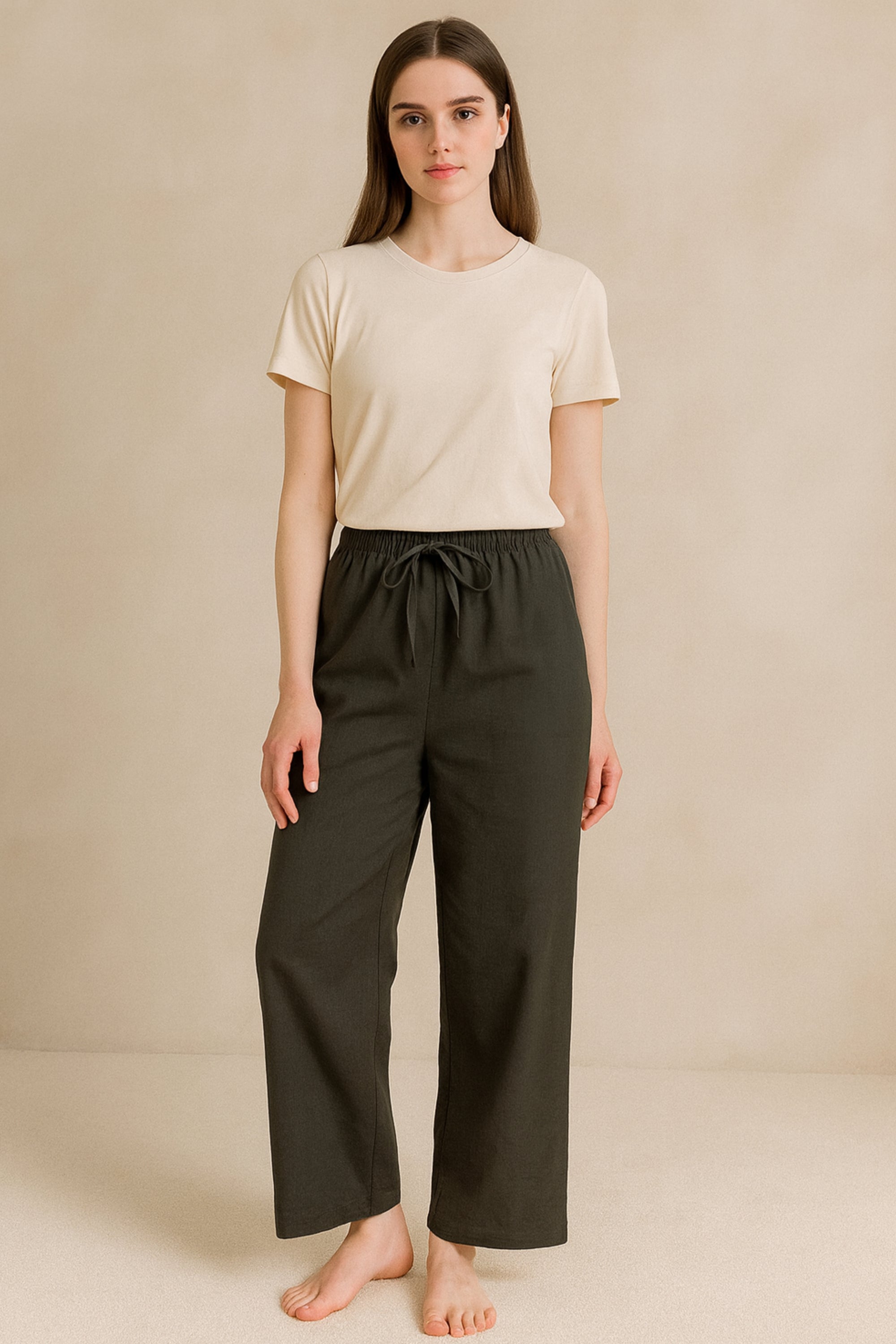 Cotton Linen Long Pants - Grey