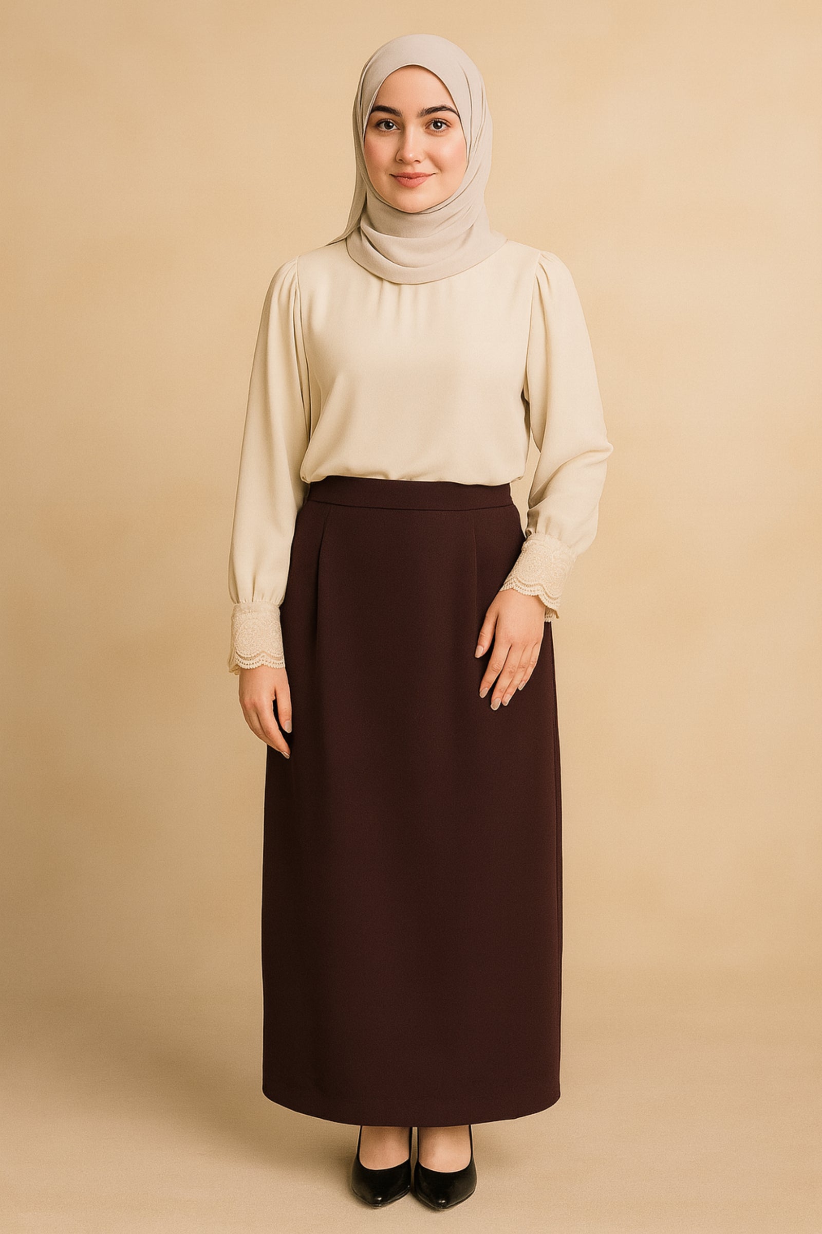 Office Skirt (Skirt Susun Belakang) - Brown
