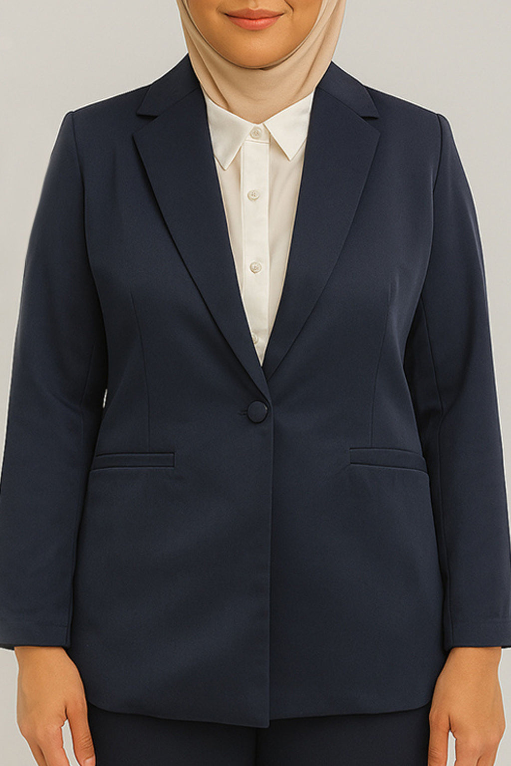 1 Button Structured Blazer - Blue