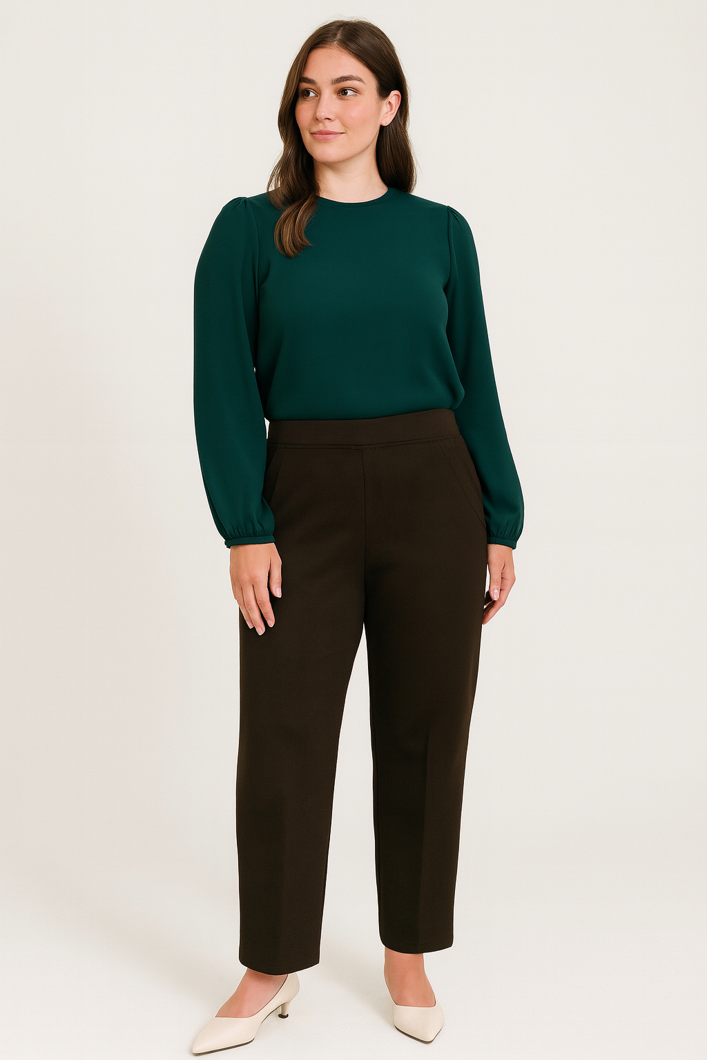 Stretchable Office Pants without Zipper - Brown