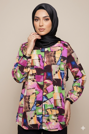 Colorful Round Neck Blouse