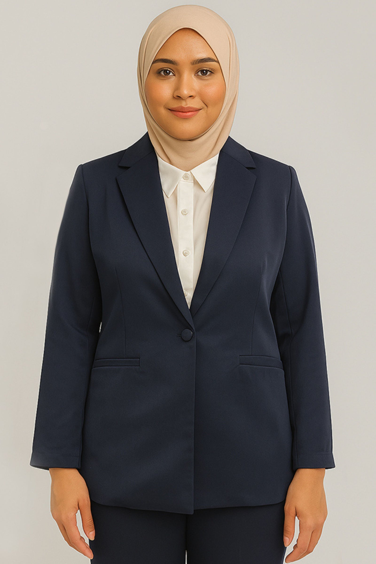 1 Button Structured Blazer - Blue