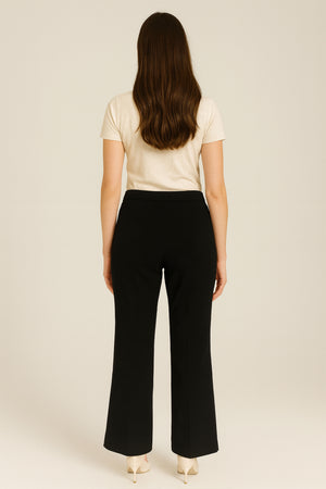 Stretchable Straight Cut Office Pants - Black