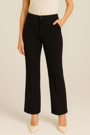 Stretchable Straight Cut Office Pants - Black