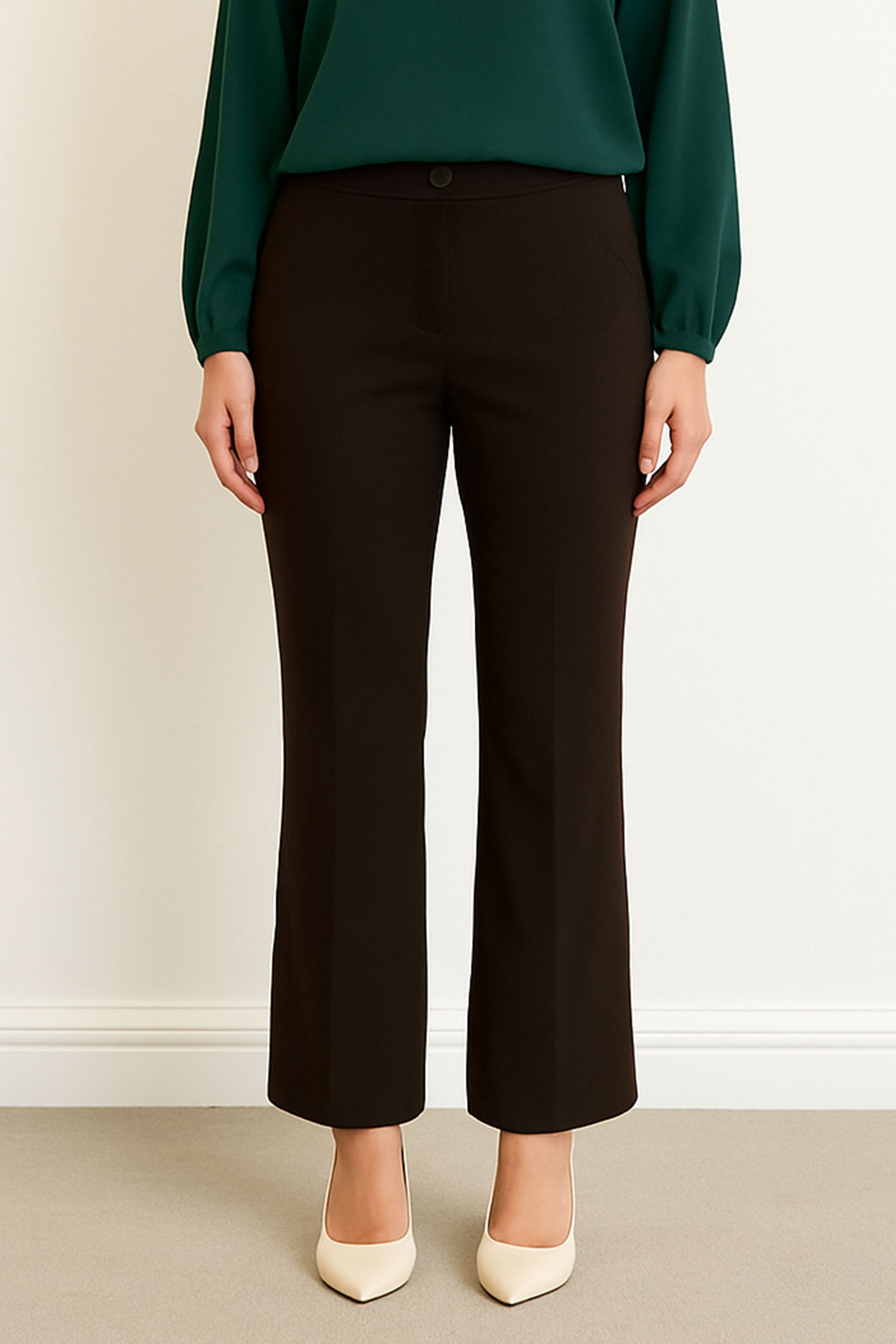 Stretchable Straight Cut Office Pants - Brown