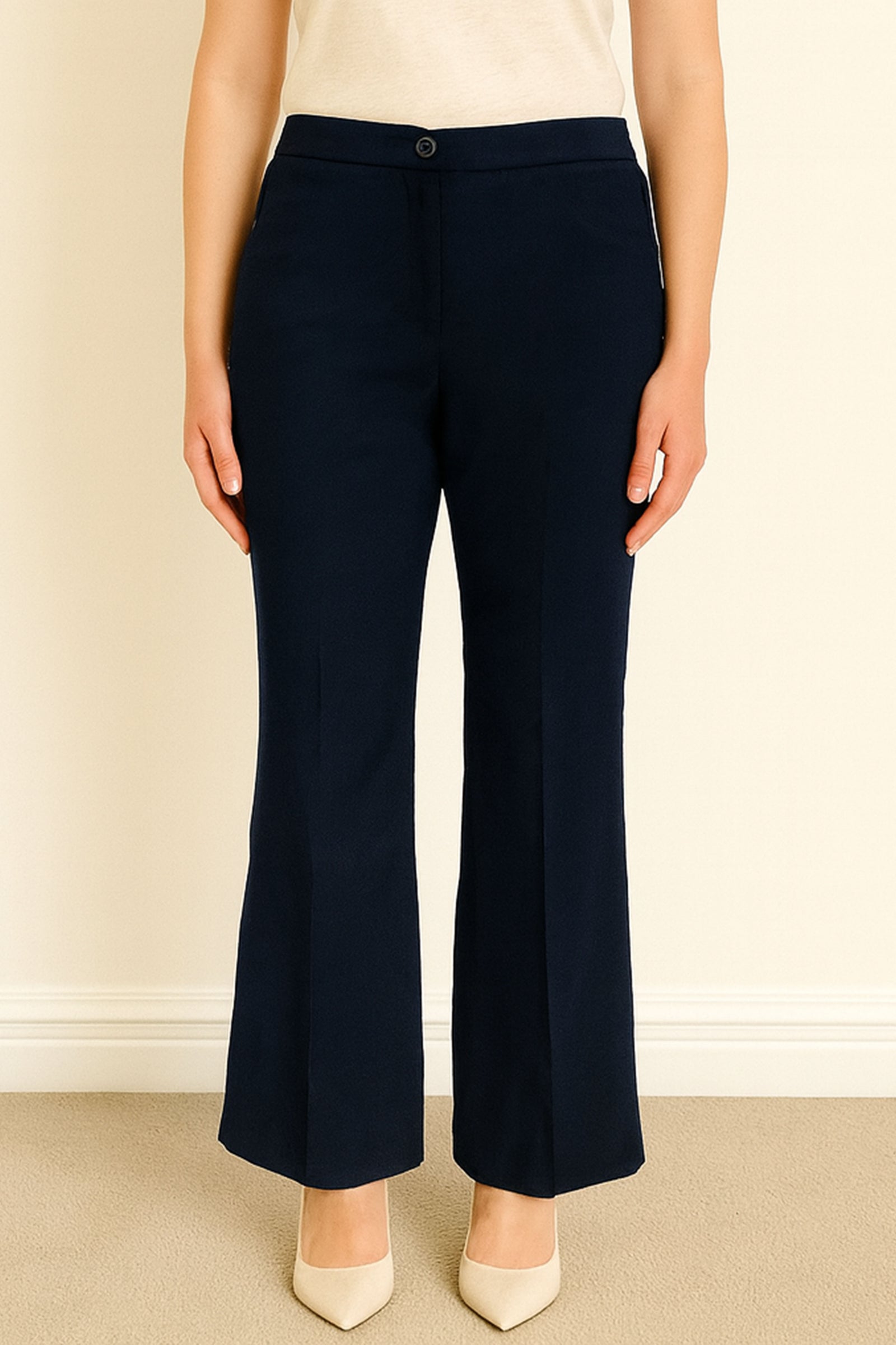 Stretchable Straight Cut Office Pants - Blue