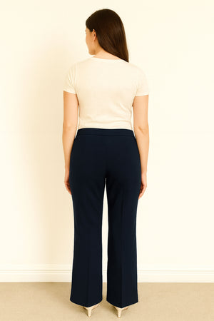 Stretchable Straight Cut Office Pants - Blue