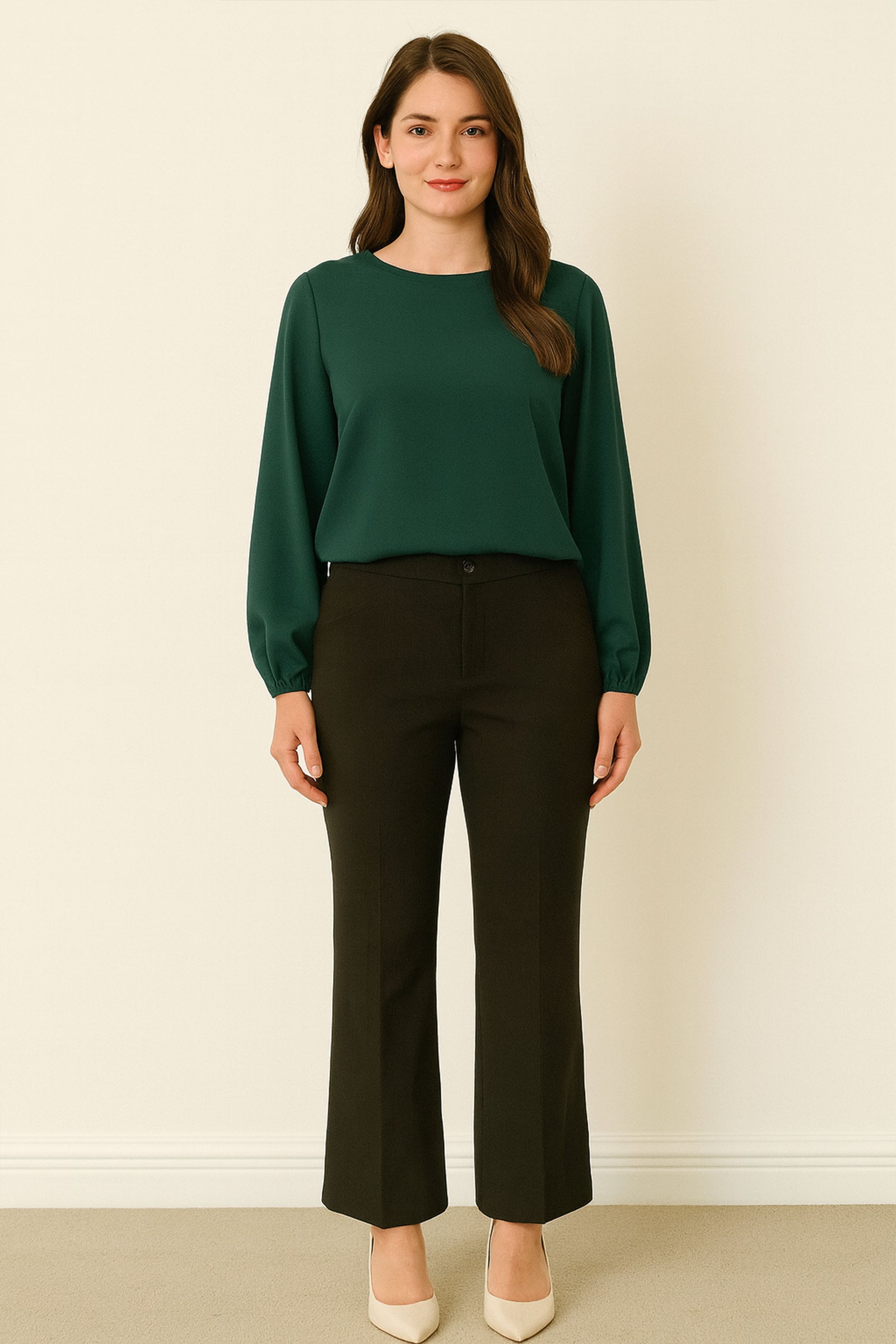 Stretchable Straight Cut Office Pants - Grey