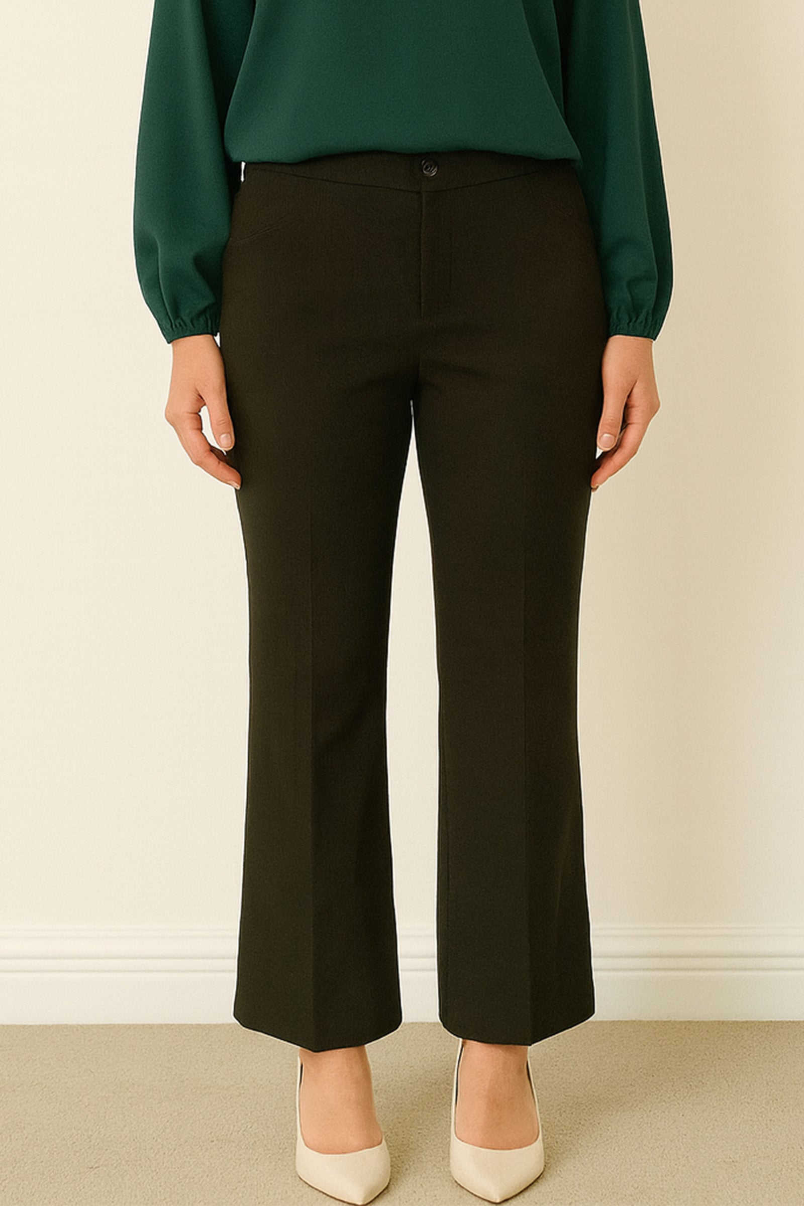 Stretchable Straight Cut Office Pants - Grey