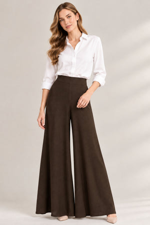 Soft Cotton Palazzo Pant - Dark Brown