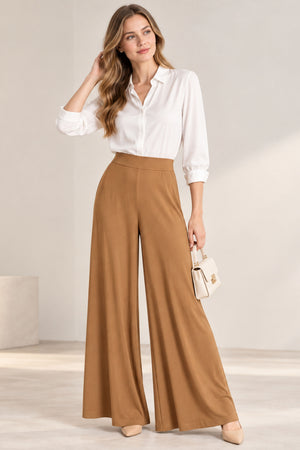 Soft Cotton Palazzo Pant - Brown