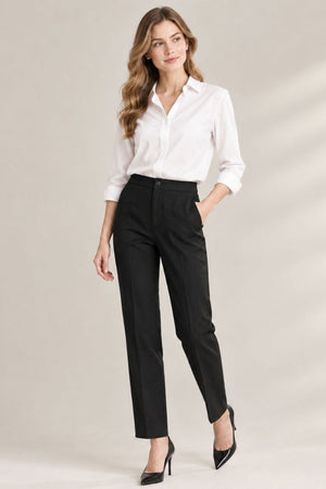 Straight Cut Office Pants - Black