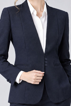 Collarless Blazer - Blue