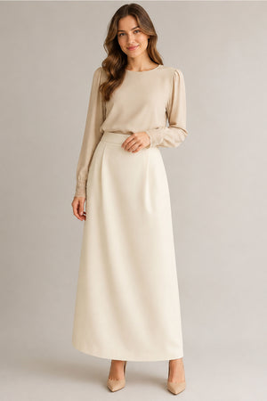 Office Skirt (Skirt Susun Belakang) - Cream