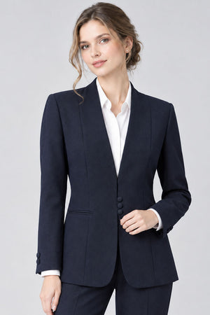 Collarless Blazer - Blue
