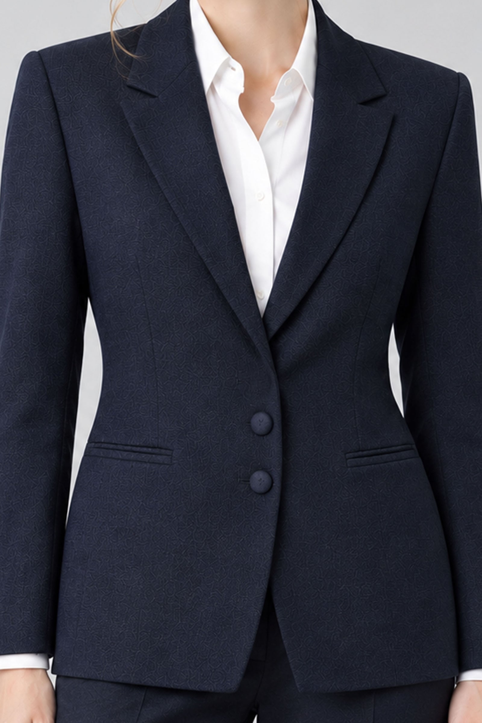 Double Button Fitted Blazer - Blue