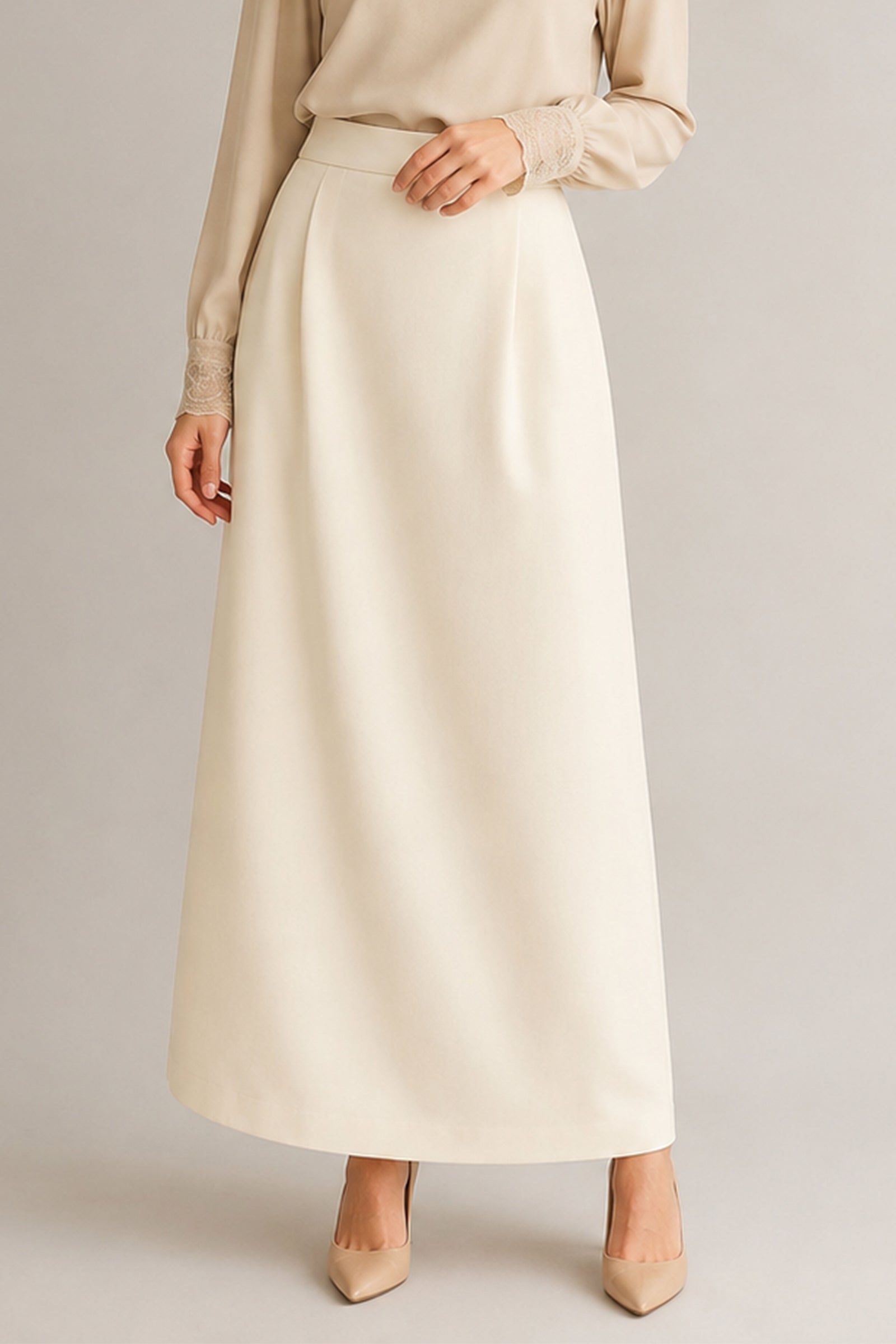 Office Skirt (Skirt Susun Belakang) - Cream