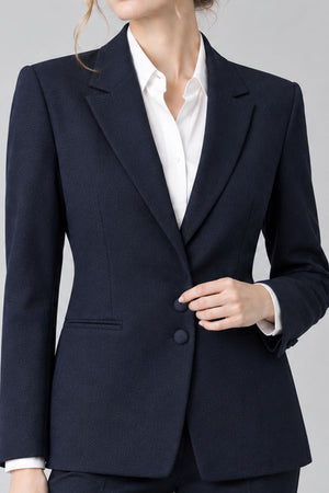 Double Button Fitted Blazer - Blue