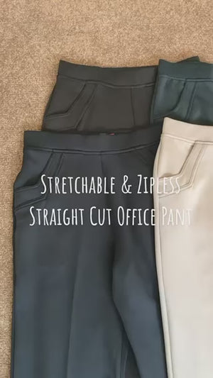 Stretchable Office Pants without Zipper - Khaki
