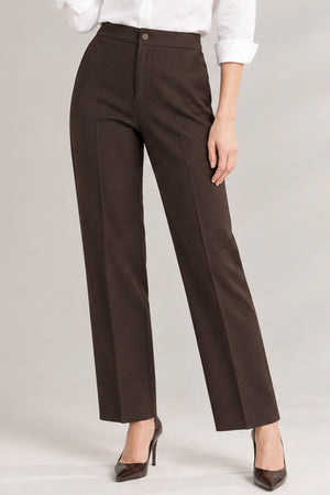 Straight Cut Office Pants - Brown