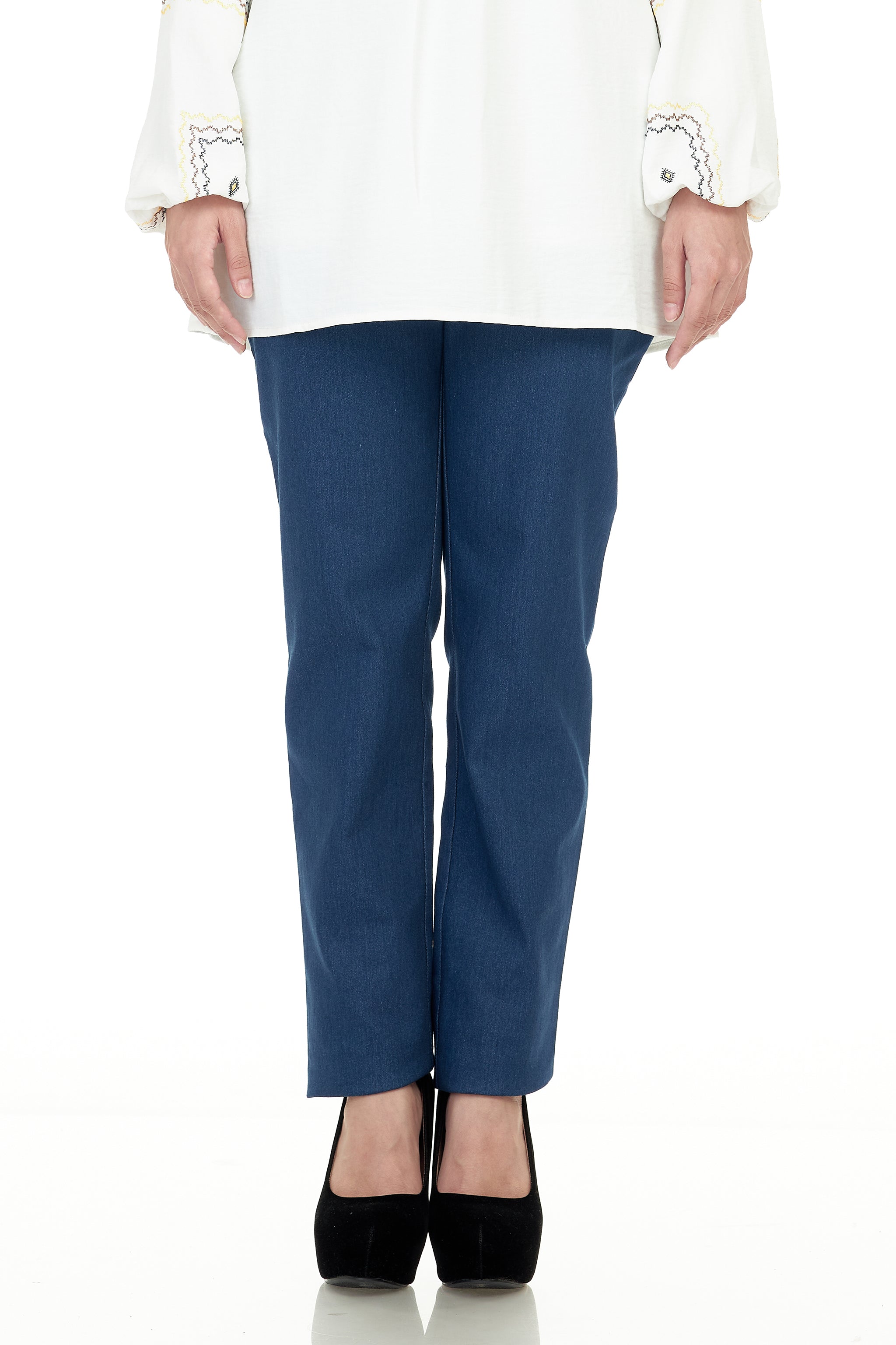 Cotton Denim Pant without Zipper - TOPGIRL