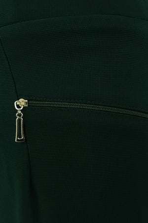 Plain Pants with Zipper Pocket - Green